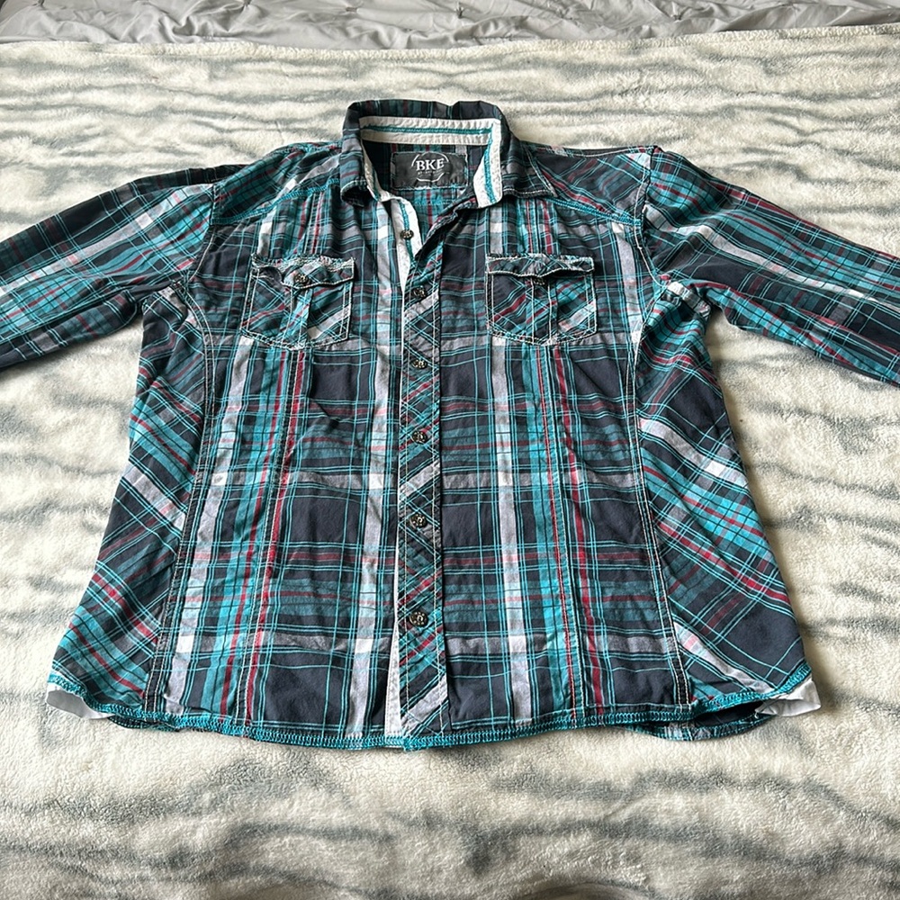 BKE relaxed fit long sleeve button up shirt